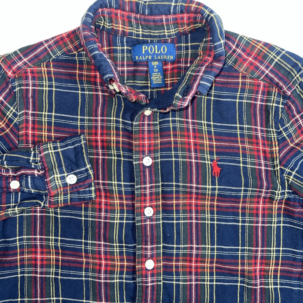 Polo Ralph Lauren Plaid Flannel‎ Shirt Blue Red Yellow Boys Size Size 8
